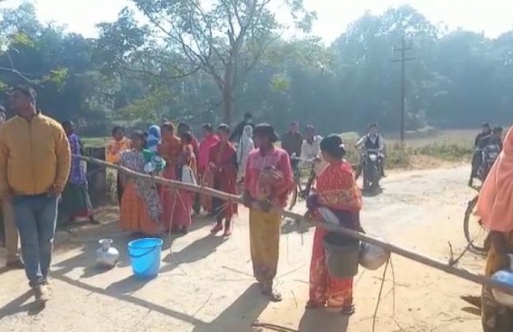 Locals blocked Road in Protest against Drinking Water Crisis in Kailashahar